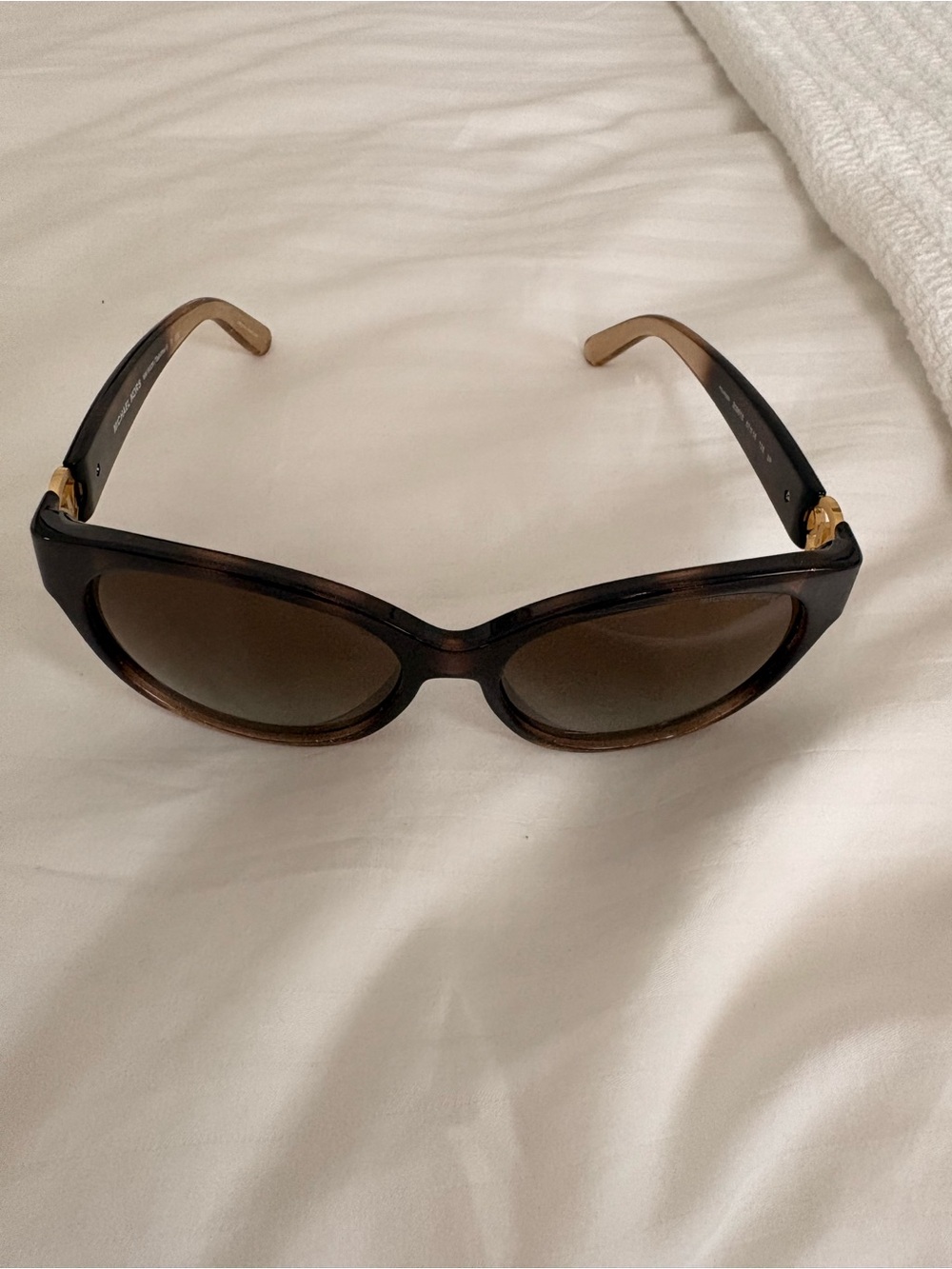 Michael Kors Brown Tortoiseshell Oval Sunglasses with Gold Accents